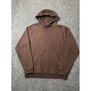Mens Fleece Maison Article Brown Pullover Hoodie, Size L